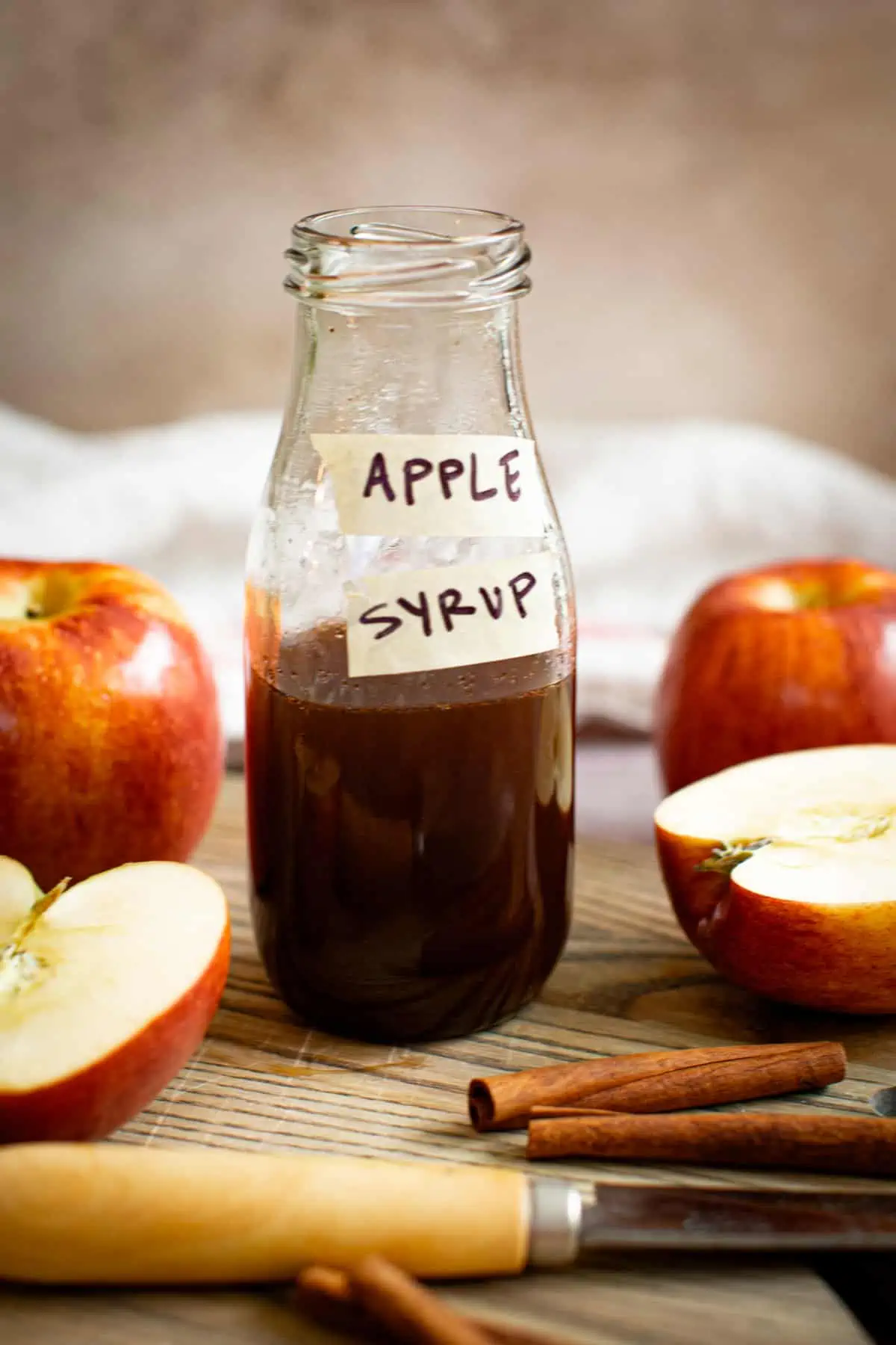 Apple syrup in a bottle.