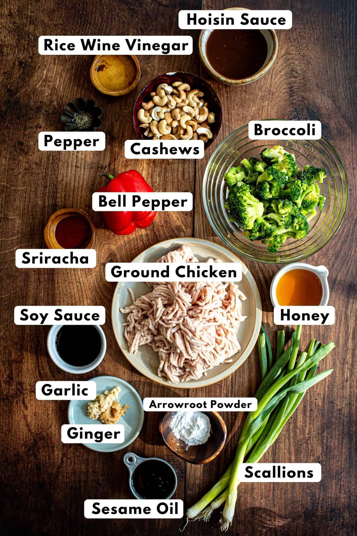 Cashew chicken stir fry ingredients.