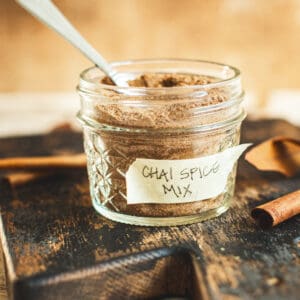 Chai spice mix in a jar.