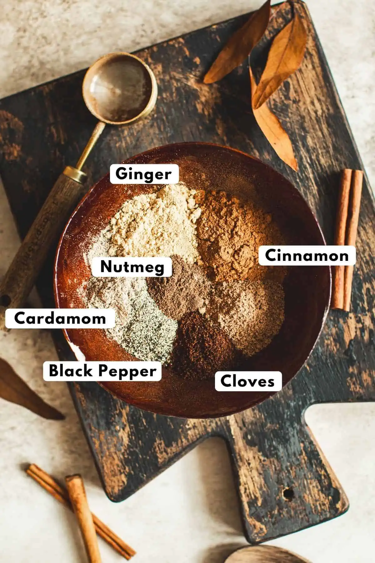 Chai spice mix ingredients.