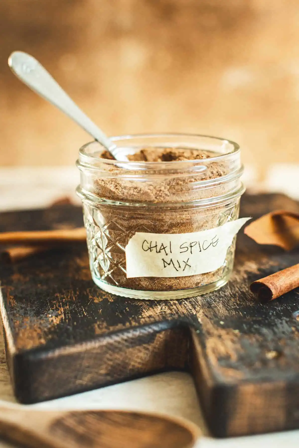 Chai spice mix in a jar.