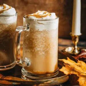 Frozen butterbeer topped with whipped cream.