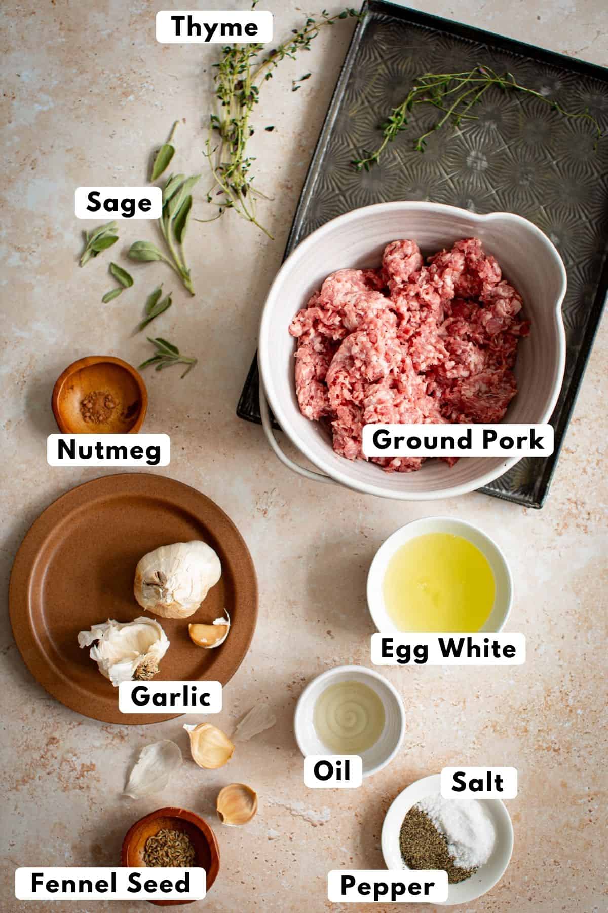 Homemade breakfast sausage ingredients.