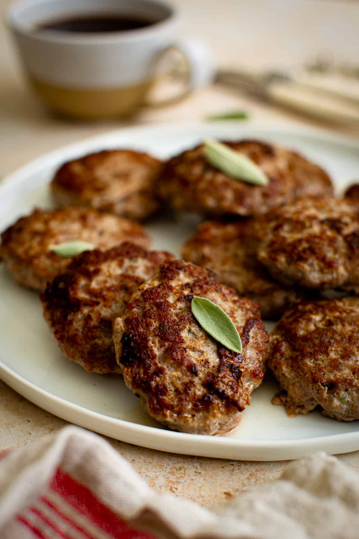 Homemade breakfast sausage on a plate.