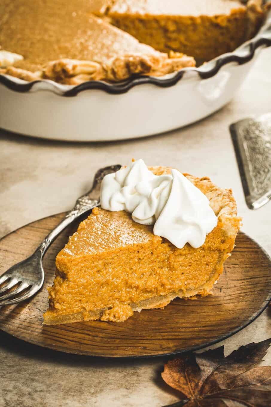 Maple whipped cream on pumpkin pie.