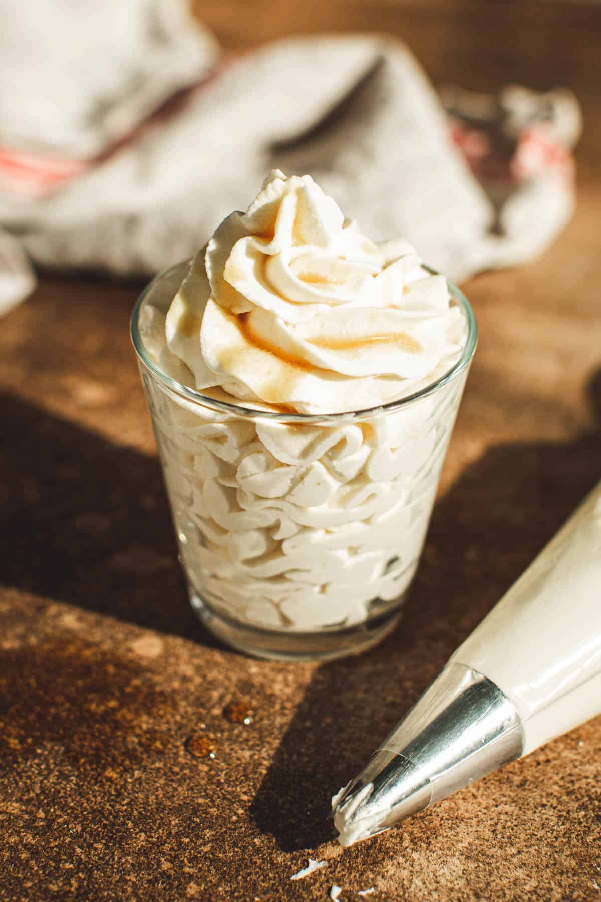 Maple whipped cream in a glass.