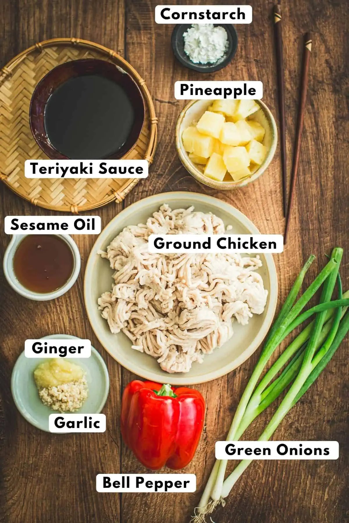 Pineapple teriyaki chicken ingredients.