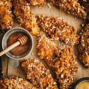 Pretzel-crusted chicken tenders.