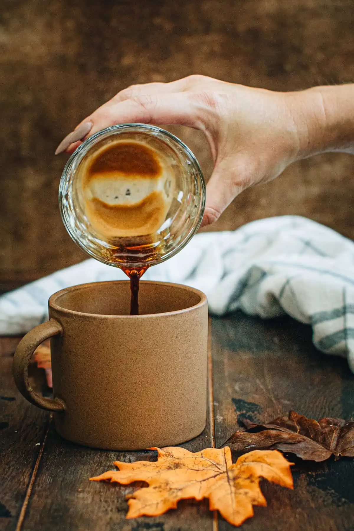 Vegan pumpkin spice latte step 1.