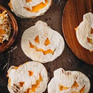 Jack-O-Lantern quesadillas.