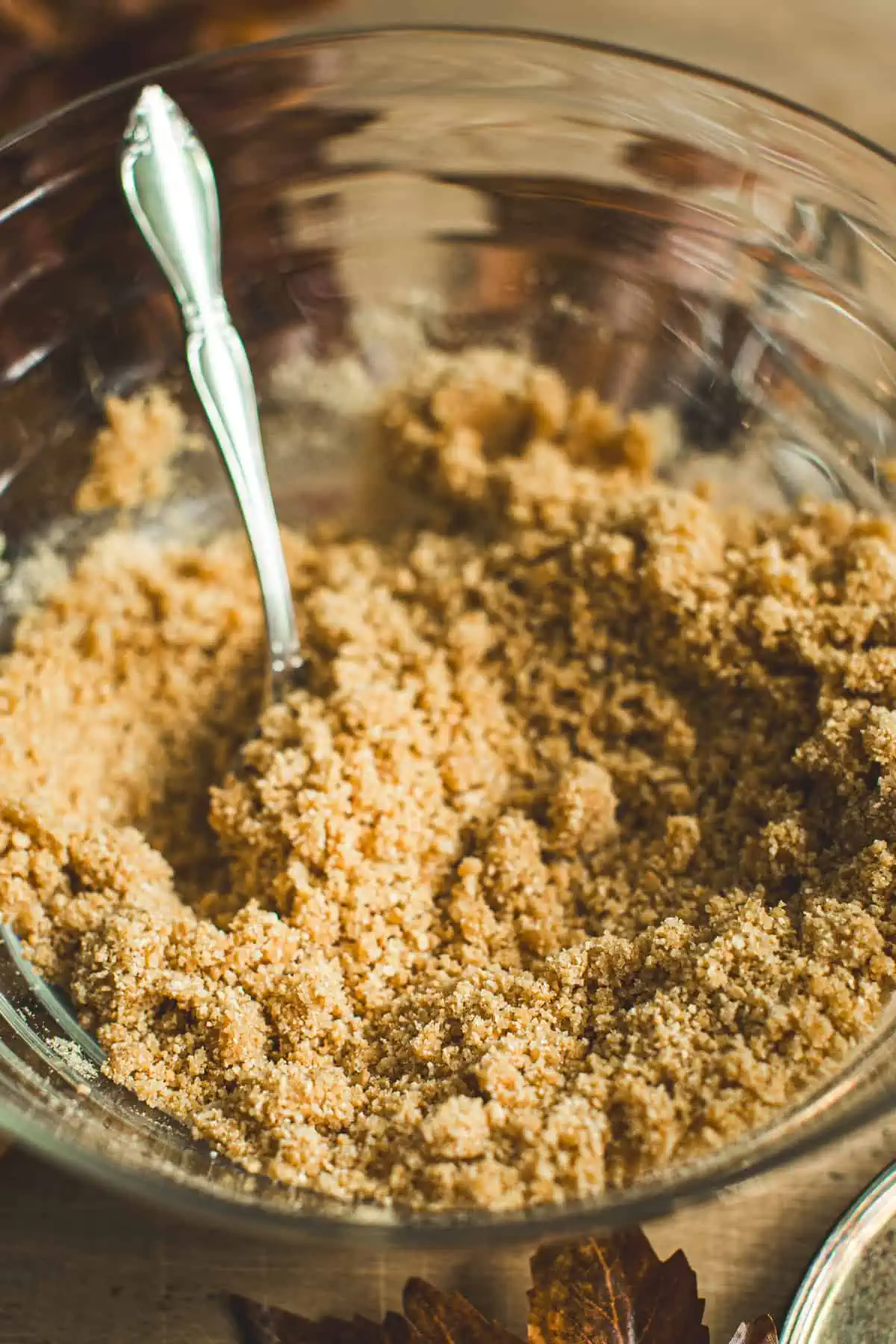 Graham cracker pie crust mixture for No-Bake Pumpkin pie.