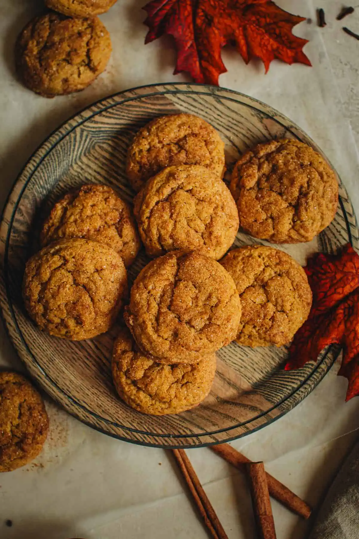 Soft pumpkin cookies on a plate.