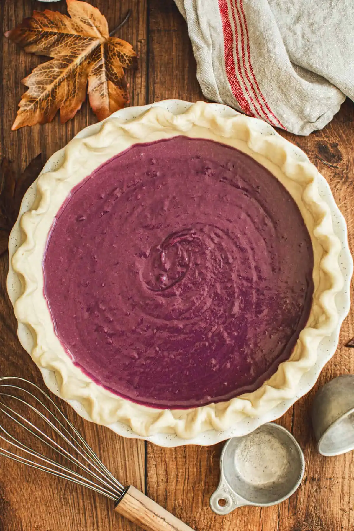 Unbaked purple sweet potato pie.