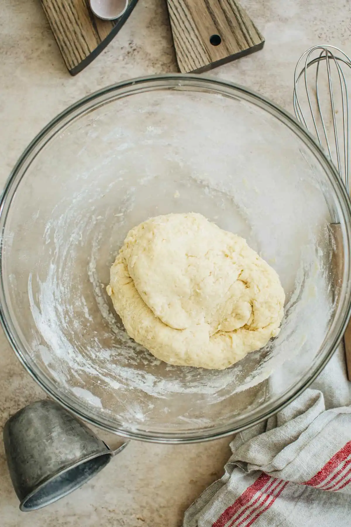 Kneaded dough in the shape of a ball for making English scones.